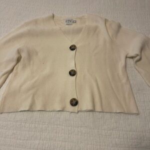 Polly Cream Cropped Cardigan Sweater